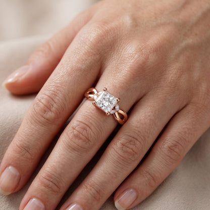 Luna Glow Twisted Princess Diamond Engagement Ring in Rose Gold - lifestyle.jpg