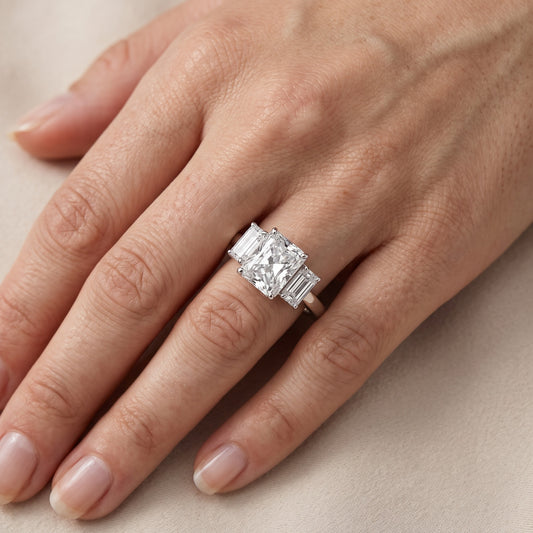 Marian Three-Stone Hidden Halo Radiant Diamond Engagement Ring in Platinum - lifestyle.jpg