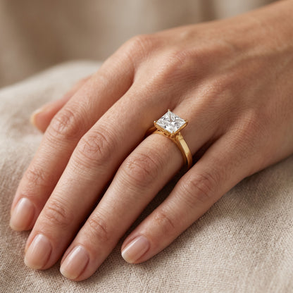 Isabella Bloom Solitaire Princess Diamond Engagement Ring in Yellow Gold - lifestyle.jpg