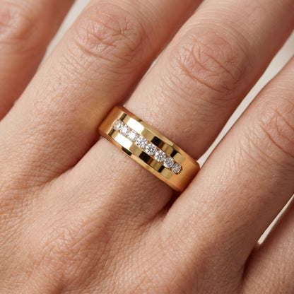 Reva Channel Set Round Diamond Wedding Band in Yellow Gold - lifestyle.jpg