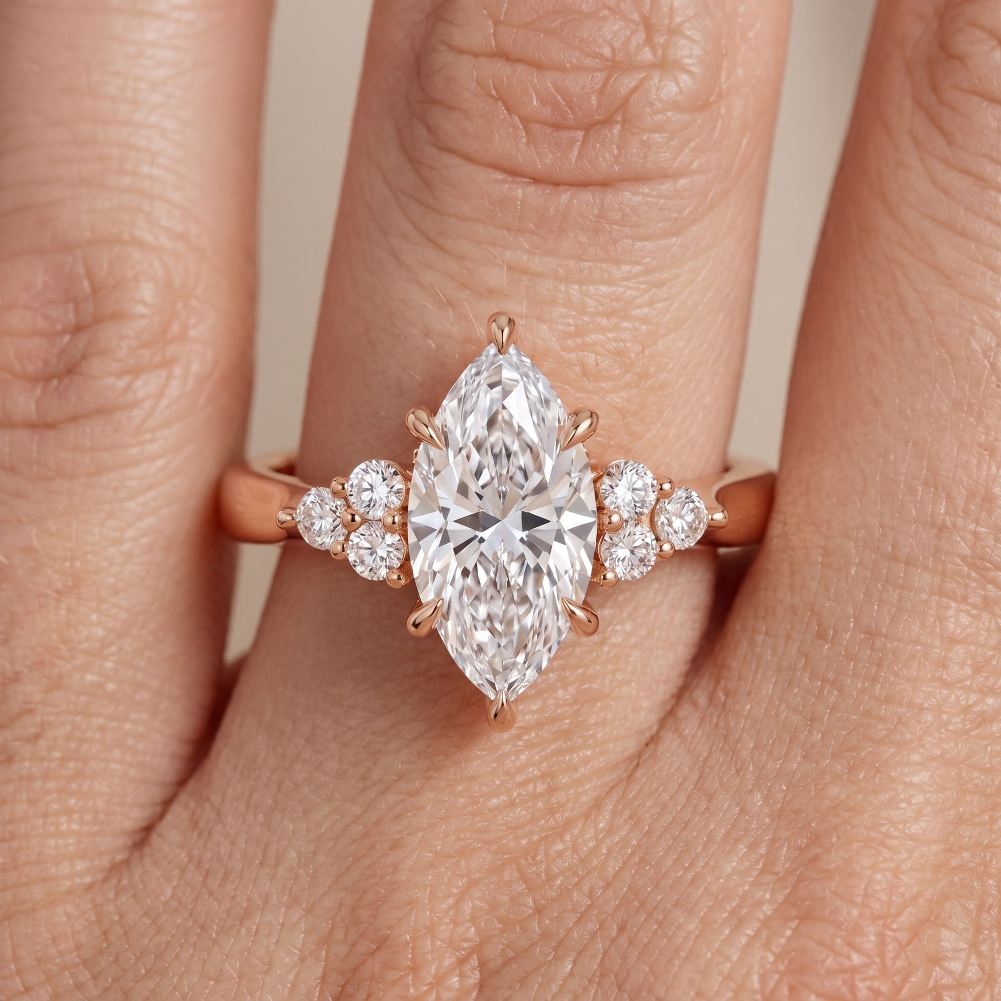 Anya Sidestone Cluster Marquise Diamond Ring in Rose Gold - lifestyle.jpg