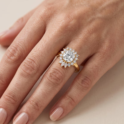 Roslyn Sunburst Halo Cushion Diamond Engagement Ring in Silver - lifestyle.jpg