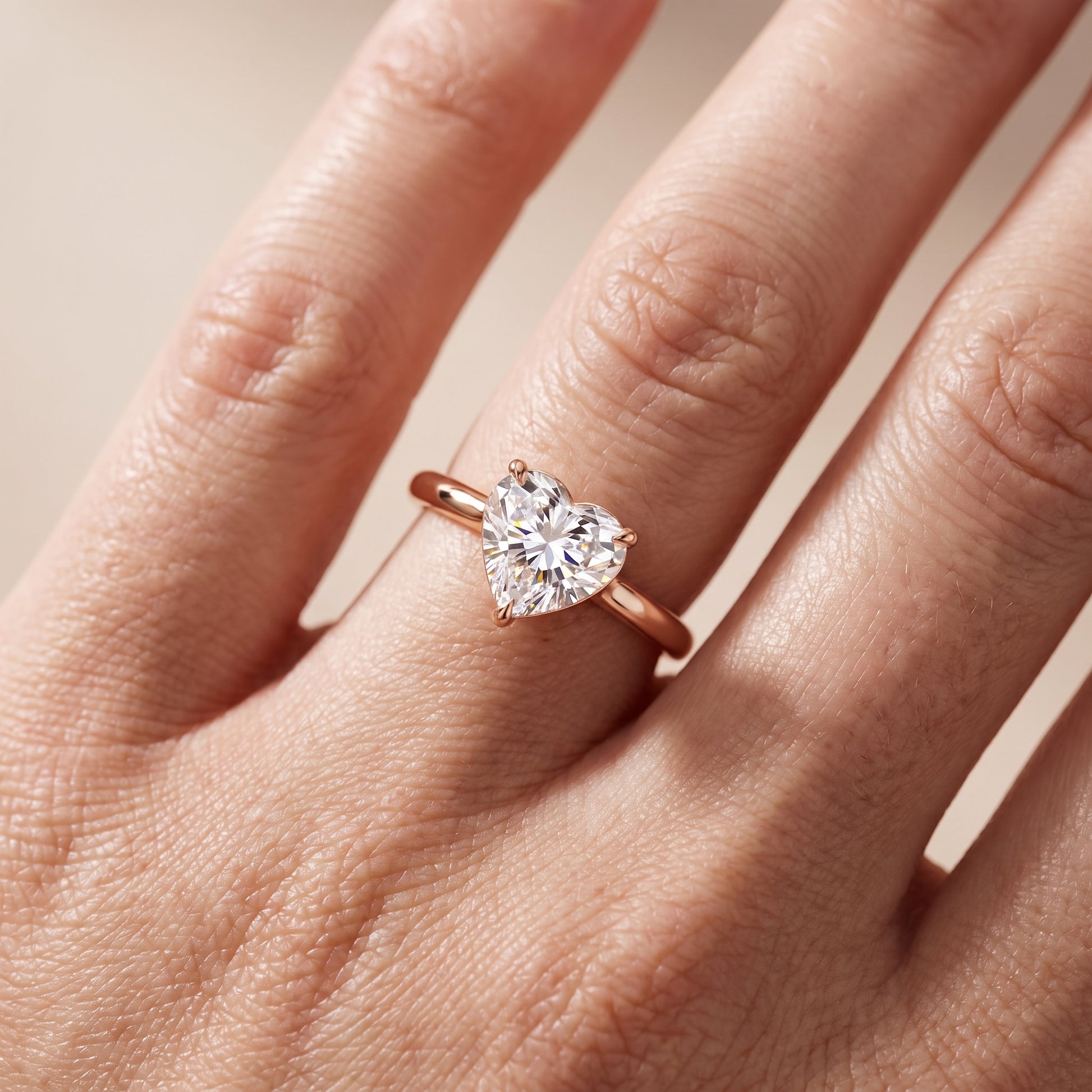 Sadie Cathedral Solitaire Heart Diamond Ring in Rose Gold - lifestyle.jpg