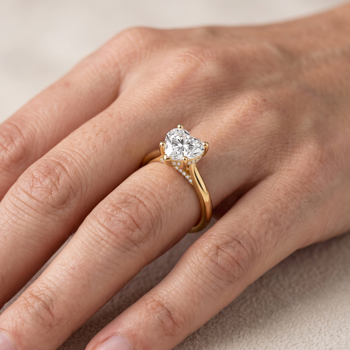Hyacinth Hidden Halo Cathedral Heart Diamond Engagement Ring in White Gold - lifestyle.jpg