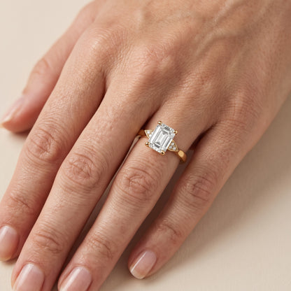 Annabelle Leaf Pavé Emerald Diamond Engagement Ring in Platinum - lifestyle.jpg