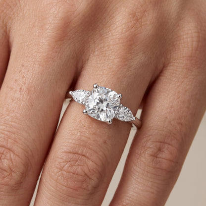 Faye Three-Stone Trellis Cushion Diamond Ring in White Gold - lifestyle.jpg