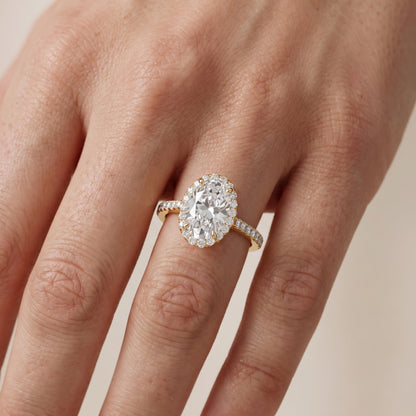 Alma Halo Pavé Oval Diamond Ring in Yellow Gold - lifestyle.jpg