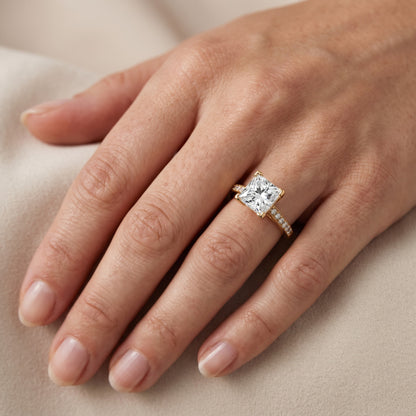 Nancy Trellis Pavé Princess Diamond Engagement Ring in Platinum - lifestyle.jpg