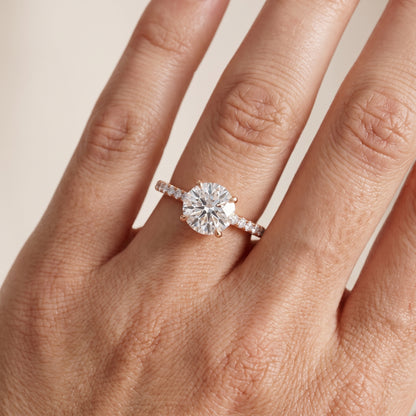 Ione Solitaire Pavé Round Diamond Engagement Ring in Rose Gold - lifestyle.jpg