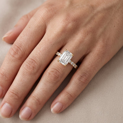 Mayfield Pavé Emerald Diamond Engagement Ring in Silver - lifestyle.jpg