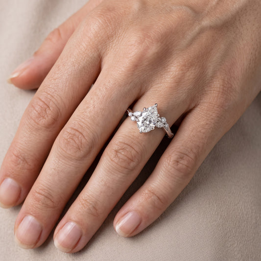 Joanna Milgrain Twist Pear Diamond Engagement Ring in White Gold - lifestyle.jpg