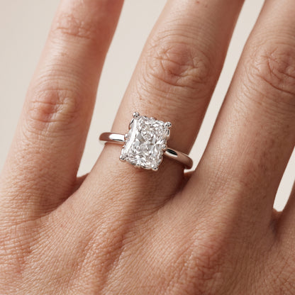 Radiant Cut Lab Grown Diamond Engagement Ring in Platinum