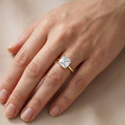 Charlotte Charm Solitaire Asscher Diamond Engagement Ring in Yellow Gold - lifestyle.jpg