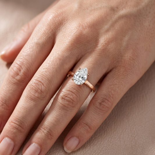 Matilda Cathedral Solitaire Pear Diamond Engagement Ring in Rose Gold - lifestyle.jpg