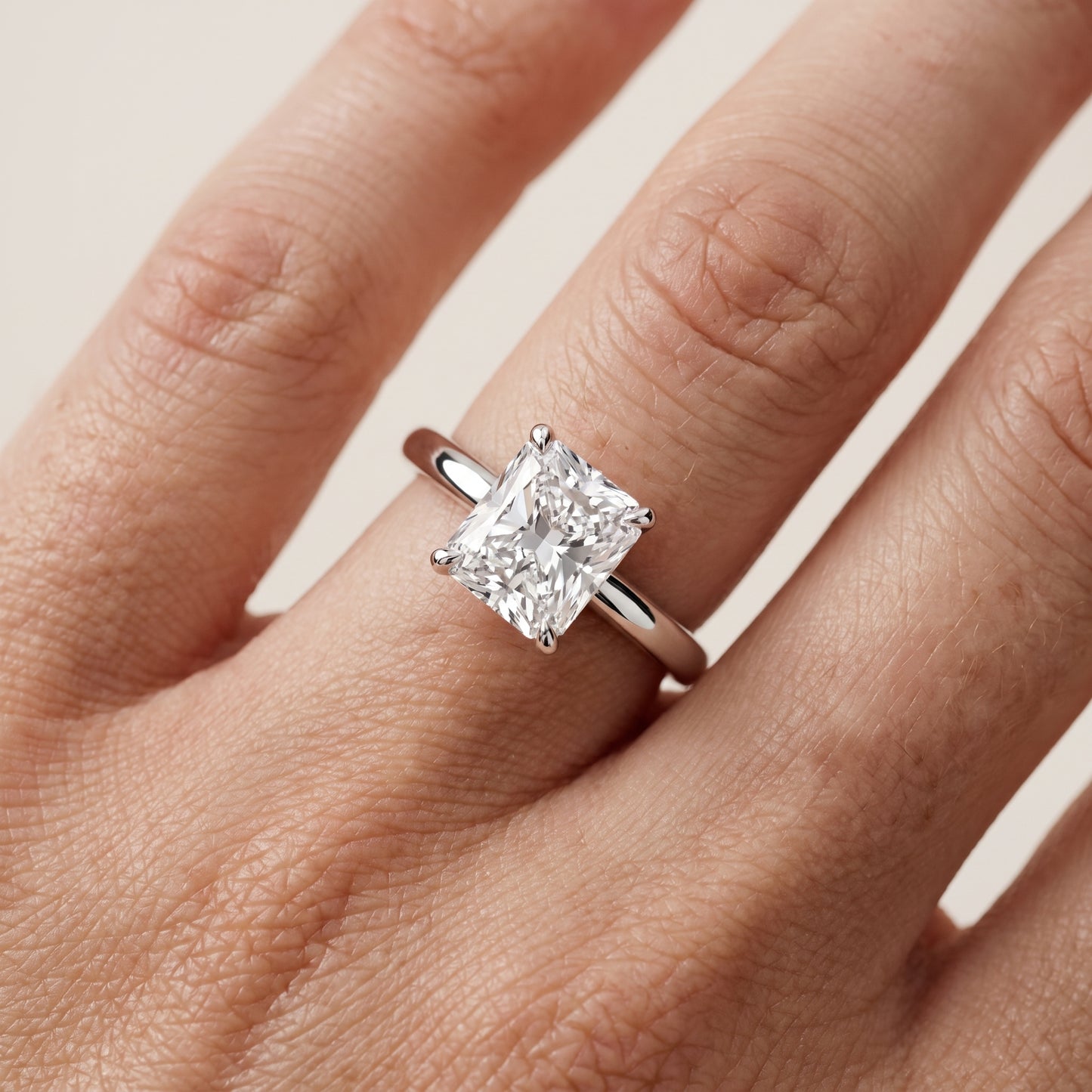 Lyla Petite Solitaire Radiant Diamond Engagement Ring in Platinum - lifestyle.jpg