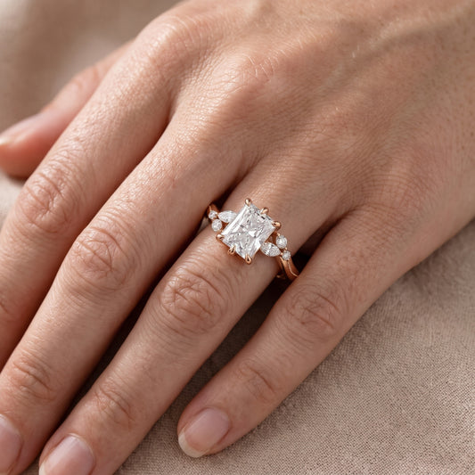 Joanna Milgrain Twist Radiant Diamond Engagement Ring in Rose Gold - lifestyle.jpg