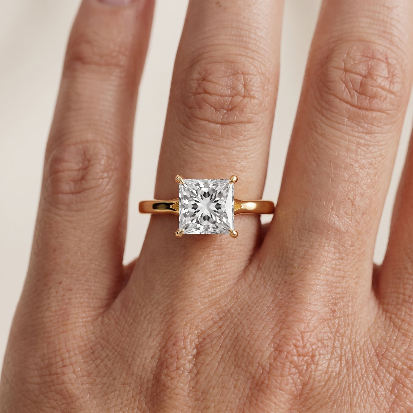 Anais Trellis Solitaire Princess Diamond Engagement Ring in Yellow Gold - lifestyle.jpg