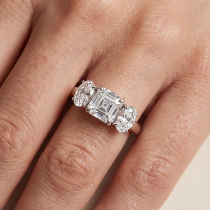 Lila Three-Stone Asscher Diamond Ring in Platinum - lifestyle.jpg