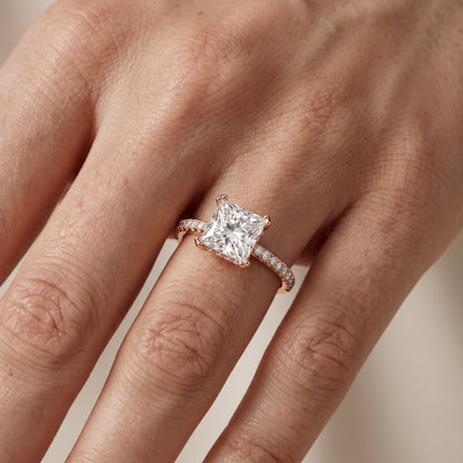 Violet Hidden Halo Pavé Princess Diamond Ring in Rose Gold - lifestyle.jpg