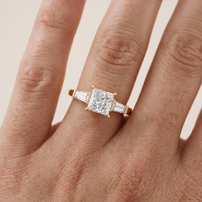 Zelda Tapered Baguette Princess Diamond Engagement Ring in Yellow Gold - lifestyle.jpg