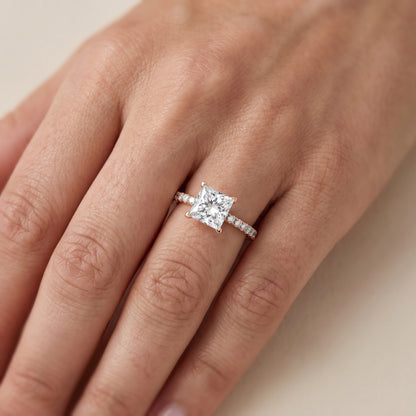 Juna French Pavé Solitaire Princess Diamond Engagement Ring in Rose Gold - lifestyle.jpg
