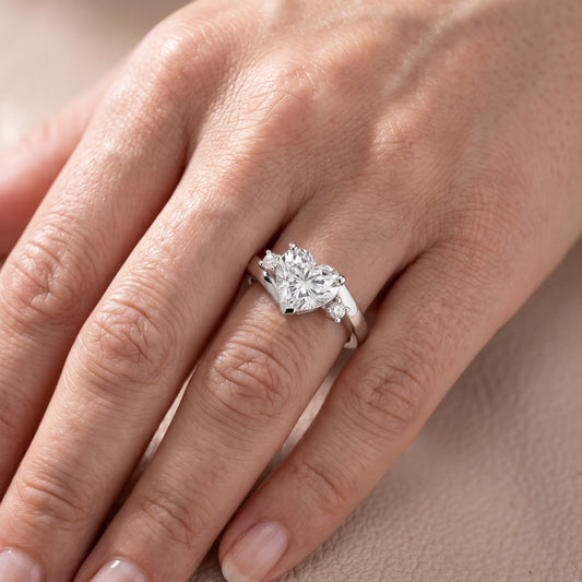 Gardenia Bypass Three-Stone Heart Diamond Engagement Ring in White Gold - lifestyle.jpg