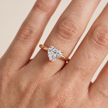 Nella Petite Solitaire Heart Diamond Engagement Ring in Rose Gold - lifestyle.jpg