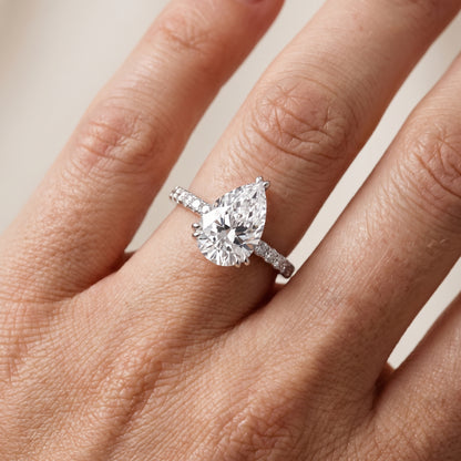 Novara Solitaire Pavé Pear Diamond Ring in White Gold - lifestyle.jpg