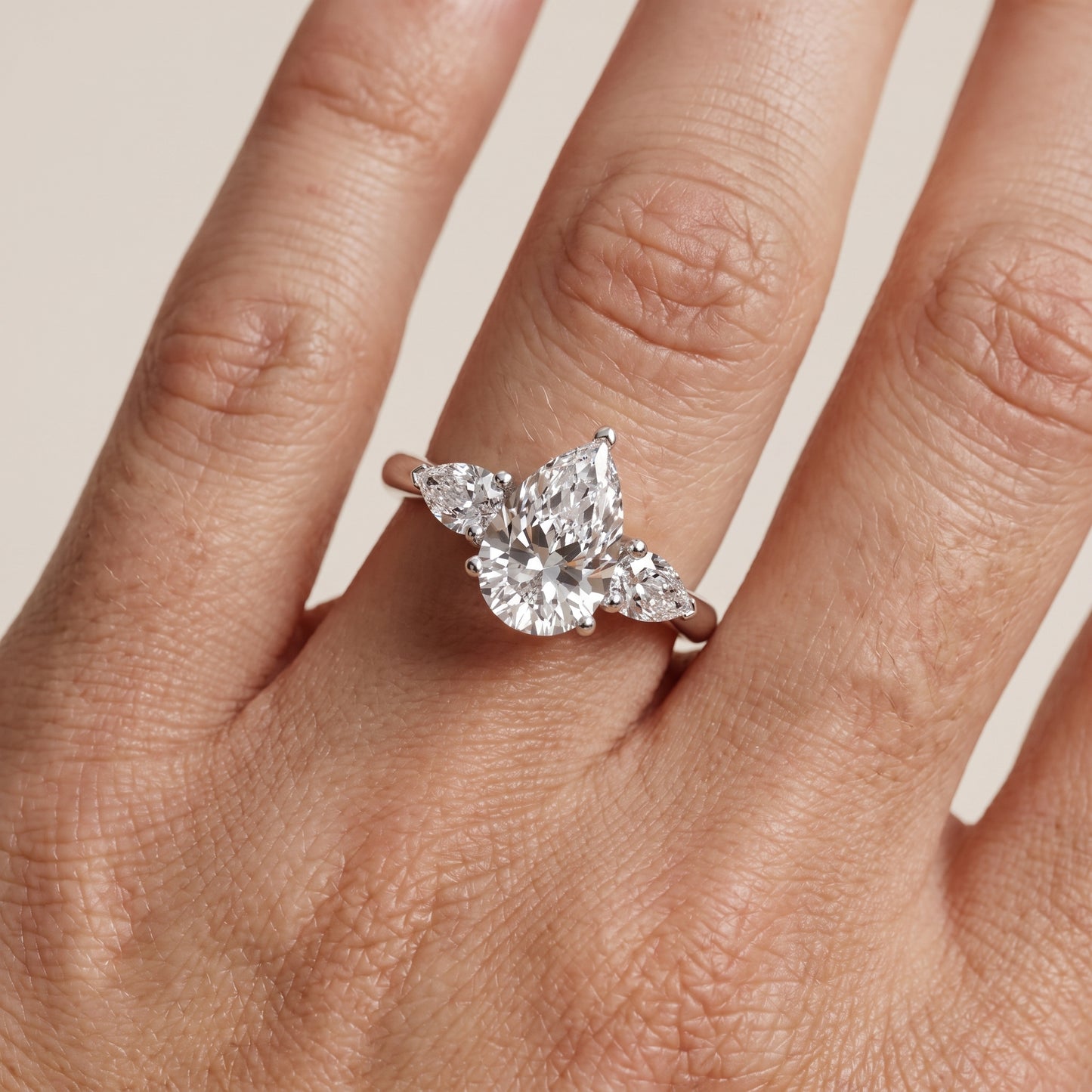 Mirabel Three-Stone Pear Diamond Engagement Ring in Silver - lifestyle.jpg