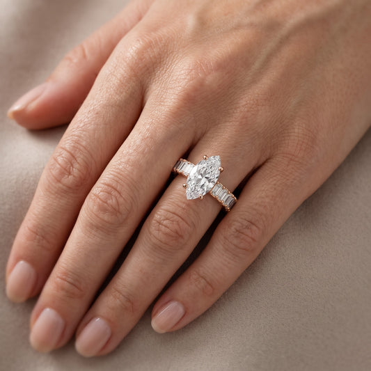 Mallory Shared Prong Marquise Diamond Engagement Ring in Rose Gold - lifestyle.jpg