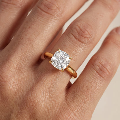 Kalia Knife Edge Solitaire Cushion Diamond Engagement Ring in Yellow Gold - lifestyle.jpg