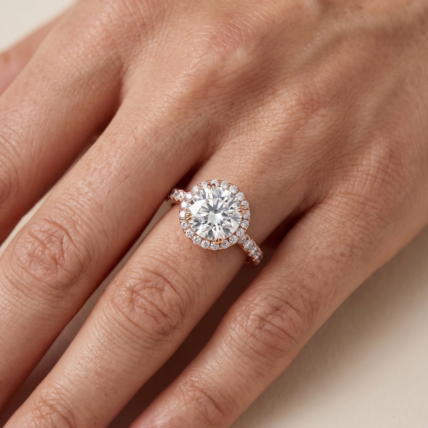 Chloe Halo Pavé Round Diamond Ring in Rose Gold - lifestyle.jpg