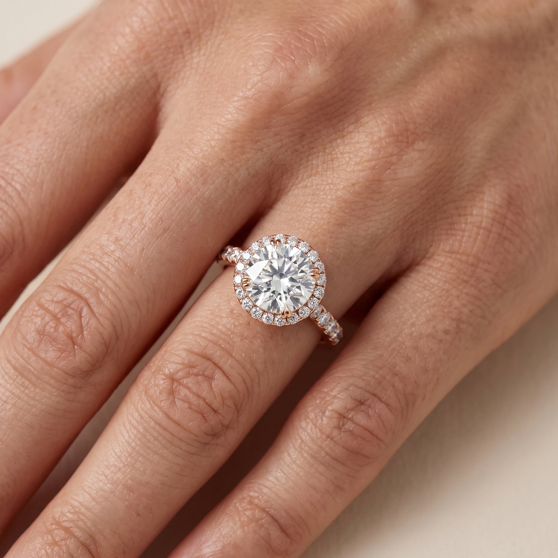 Chloe Halo Pavé Round Diamond Ring in Rose Gold - lifestyle.jpg