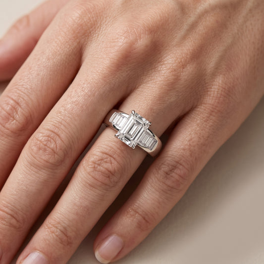 Elsie Channel Set Emerald Diamond Engagement Ring in Platinum - lifestyle.jpg