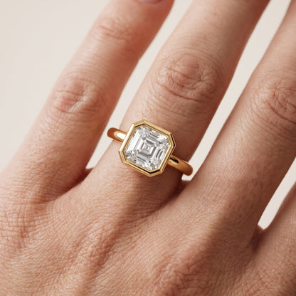 Maeve Bezel Solitaire Asscher Diamond Ring in Yellow Gold - lifestyle.jpg