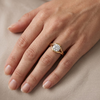 Windsor Half Bezel Solitaire Round Diamond Engagement Ring in Rose Gold - lifestyle.jpg