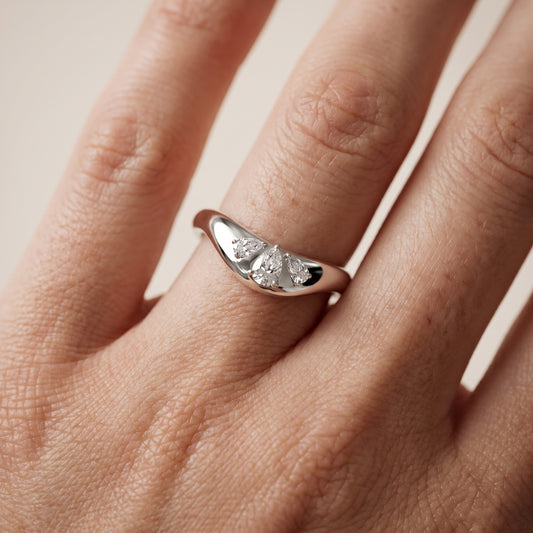 Laia Curved Contour Pear Diamond Wedding Band in White Gold - lifestyle.jpg