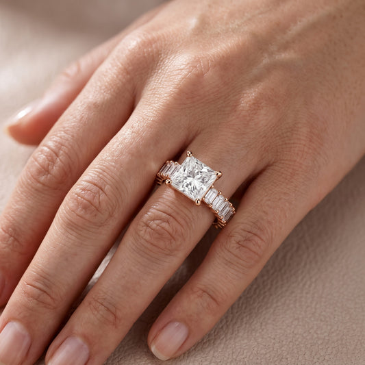 Mallory Shared Prong Princess Diamond Engagement Ring in Rose Gold - lifestyle.jpg