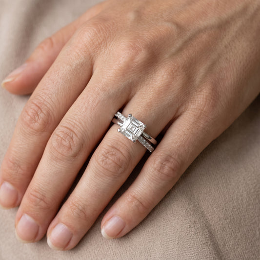 Edith Criss Cross Pavé Asscher Diamond Engagement Ring in Platinum - lifestyle.jpg