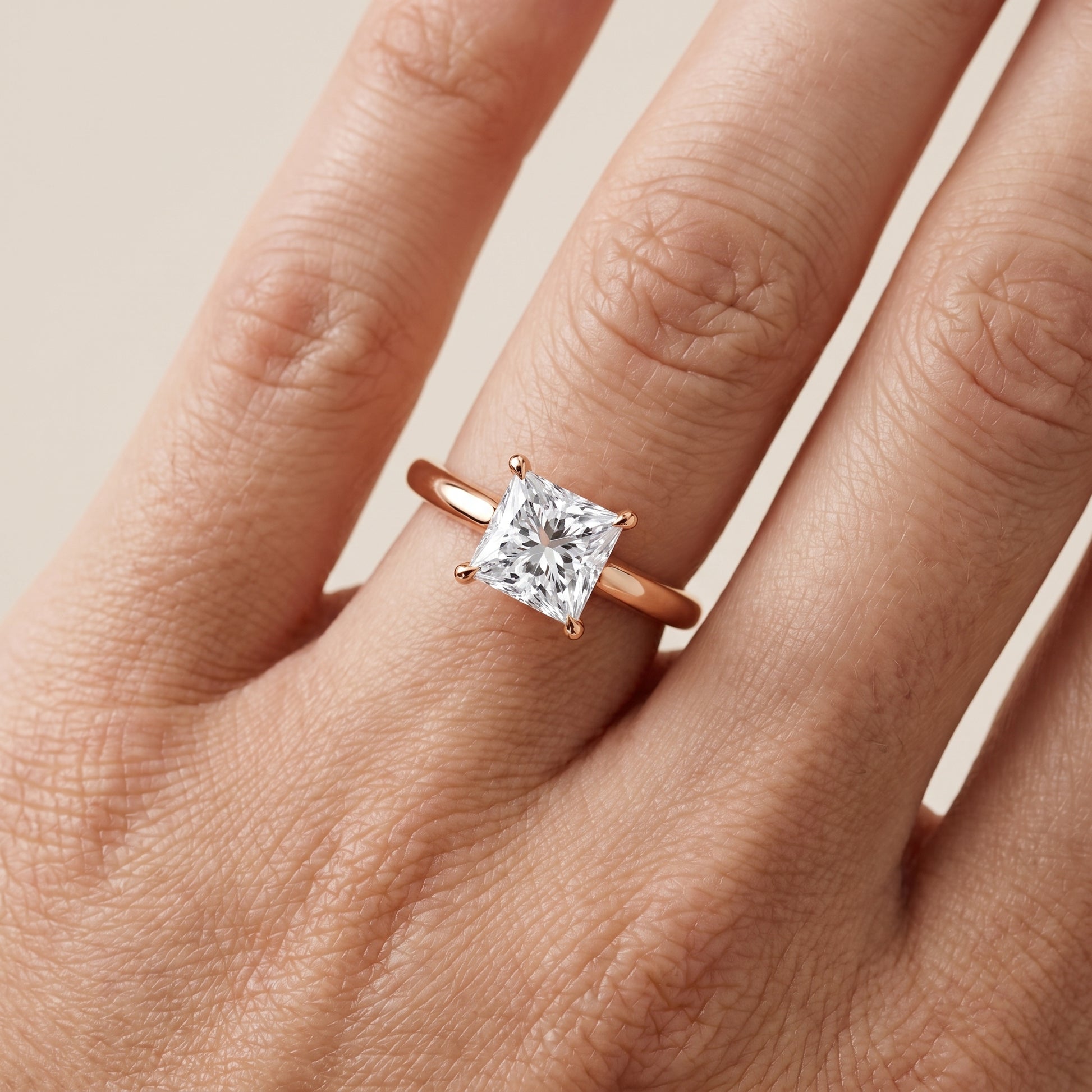 Sadie Cathedral Solitaire Princess Diamond Ring in Rose Gold - lifestyle.jpg