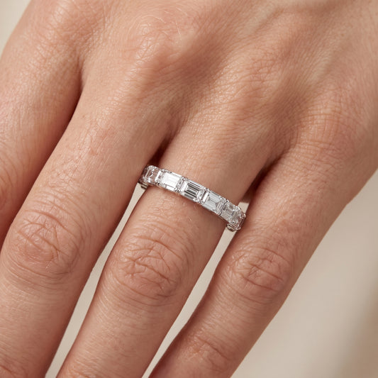 Margot Shared Prong Emerald Diamond Half Eternity Band in White Gold - lifestyle.jpg