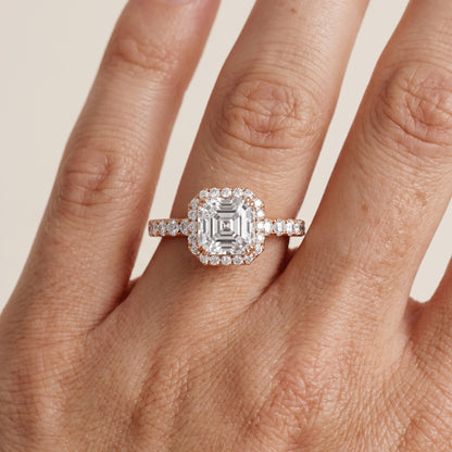 Chloe Halo Pavé Asscher Diamond Ring in Rose Gold - lifestyle.jpg