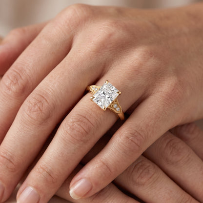 Paisley Milgrain Pavé Radiant Diamond Engagement Ring in Yellow Gold - lifestyle.jpg