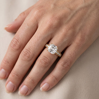 Riley Cathedral Pavé Asscher Diamond Engagement Ring in Silver - lifestyle.jpg