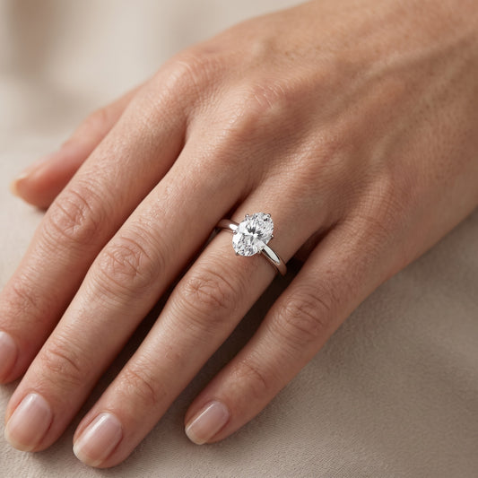 Serena Blossom Solitaire Oval Diamond Engagement Ring in Platinum - lifestyle.jpg