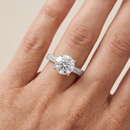Della Hidden Halo Pavé Round Diamond Engagement Ring in Platinum - lifestyle.jpg