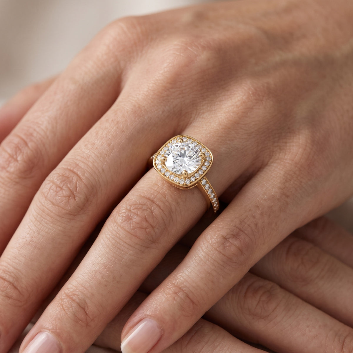 Nettie Halo Pavé Round Diamond Engagement Ring in Rose Gold - lifestyle.jpg