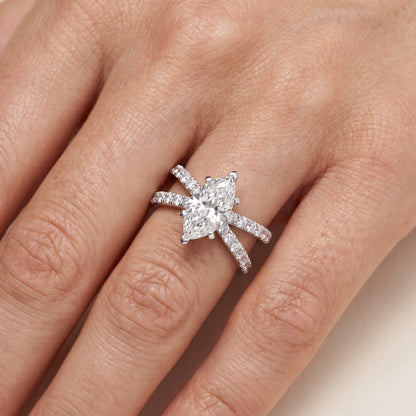 Lior Criss Cross Pavé Marquise Diamond Engagement Ring in Platinum - lifestyle.jpg