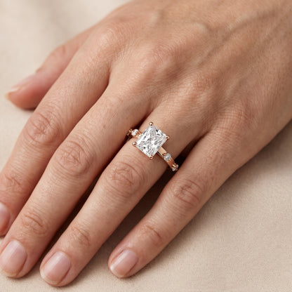 Elena Radiance Radiant Diamond Engagement Ring in Rose Gold - lifestyle.jpg