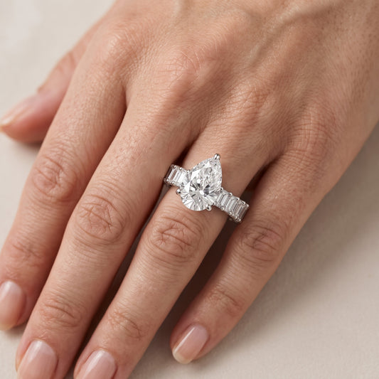 Mallory Shared Prong Pear Diamond Engagement Ring in Platinum - lifestyle.jpg